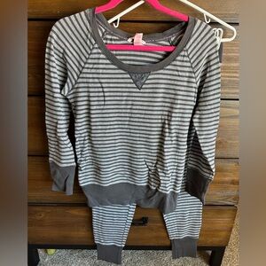 Victoria's Secret Gray Striped Pajama Set